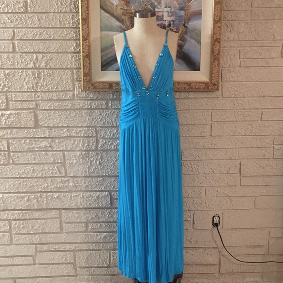 Dots Beaded Front Ruched Style Maxi Dress - Picture 2 of 8